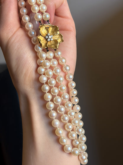 Estate Cultured  Akoya Pearl Necklace with Convertible Bracelet by Raymond C. Yard