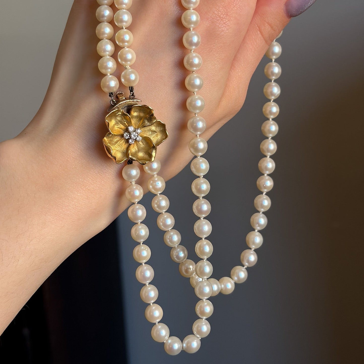 Estate Cultured  Akoya Pearl Necklace with Convertible Bracelet by Raymond C. Yard