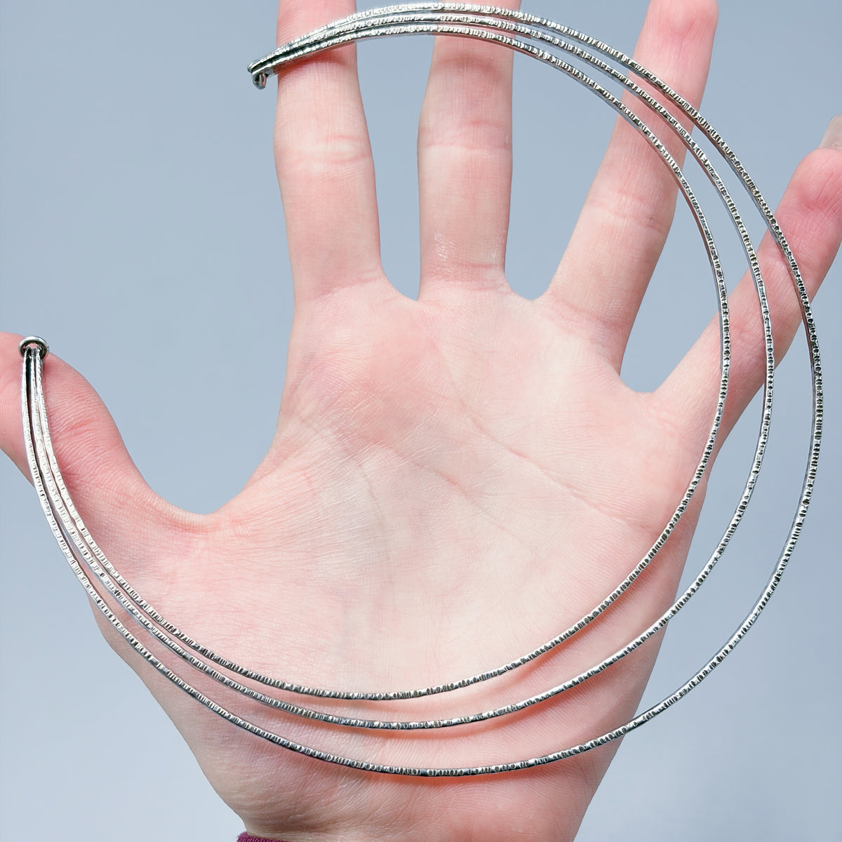 Sterling Silver Modernist Rounded Triple Loop Neck Ring by Ronald Hayes Pearson