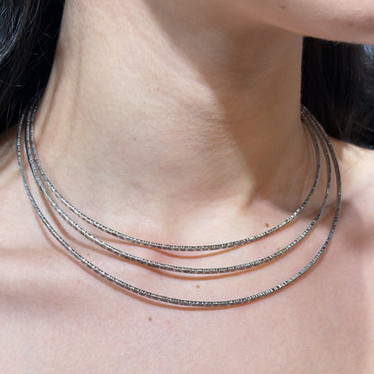 Sterling Silver Modernist Rounded Triple Loop Neck Ring by Ronald Hayes Pearson