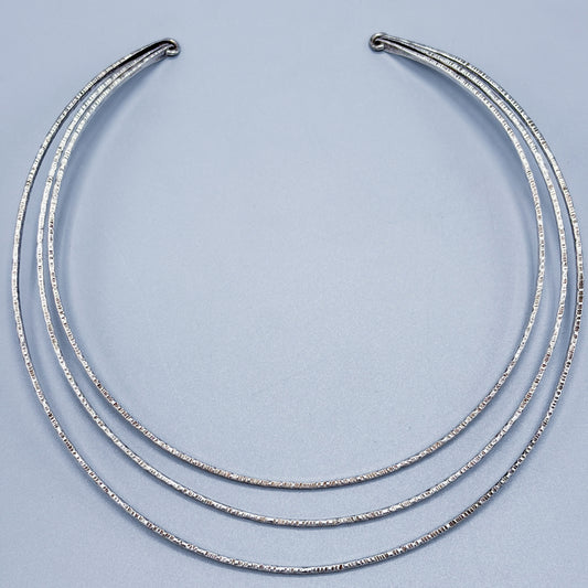 Sterling Silver Modernist Rounded Triple Loop Neck Ring by Ronald Hayes Pearson