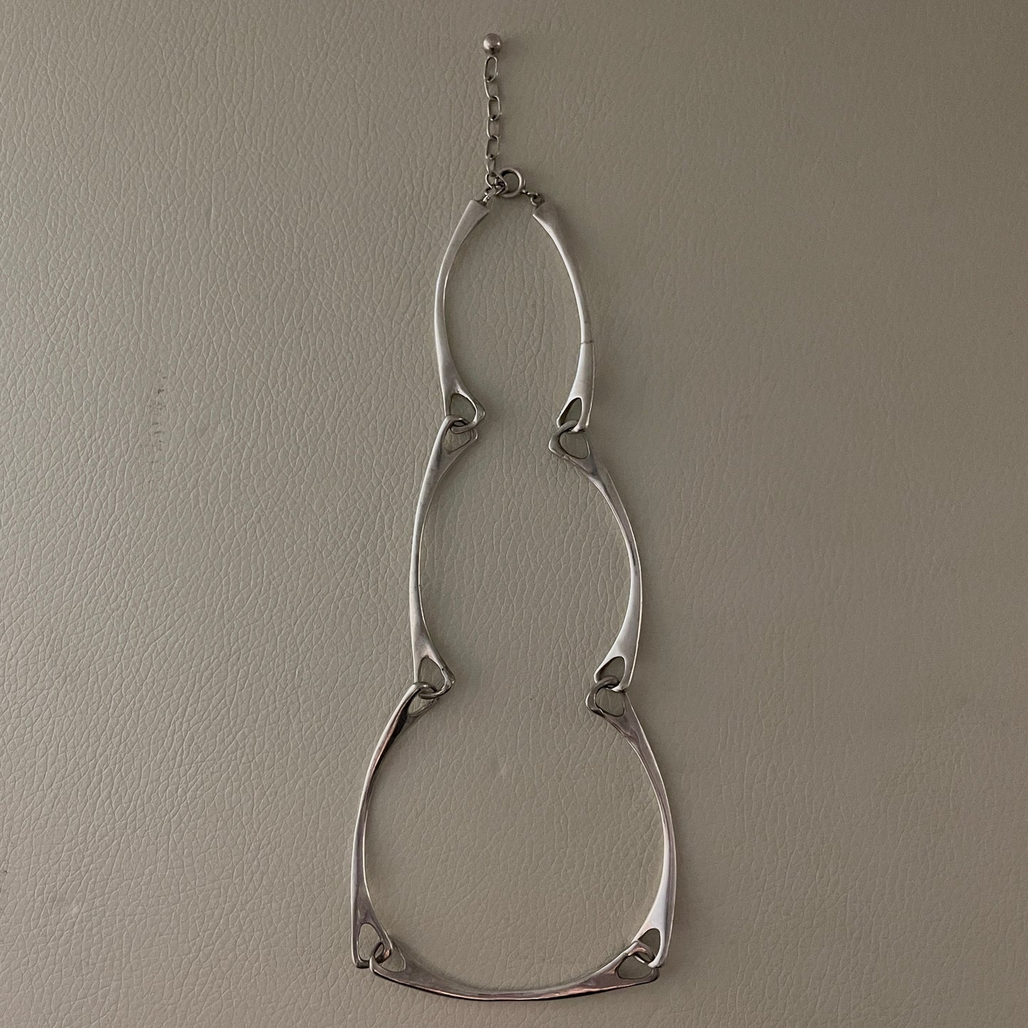 Estate Silver Handmade Long Link Necklace