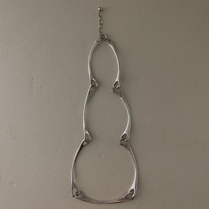 Estate Silver Handmade Long Link Necklace