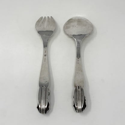 Estate Peer Smed Handwrought Sterling Silver Serving Fork & Spoon Set "Jack-in-the-Pulpit" (9.25")