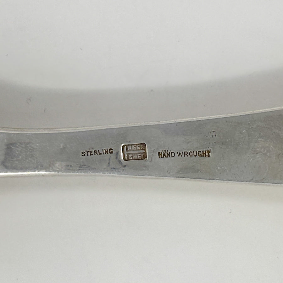 Estate Peer Smed Handwrought Sterling Silver Serving Fork & Spoon Set "Jack-in-the-Pulpit" (9.25")