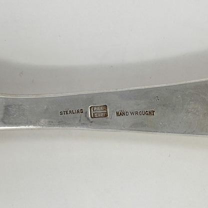 Estate Peer Smed Handwrought Sterling Silver Serving Fork & Spoon Set "Jack-in-the-Pulpit" (9.25")