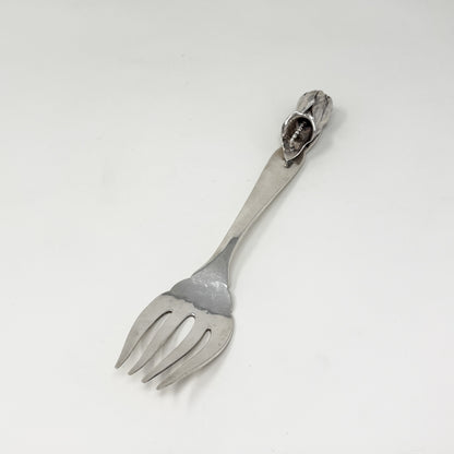 Estate Peer Smed Handwrought Sterling Silver Serving Fork & Spoon Set "Jack-in-the-Pulpit" (9.25")