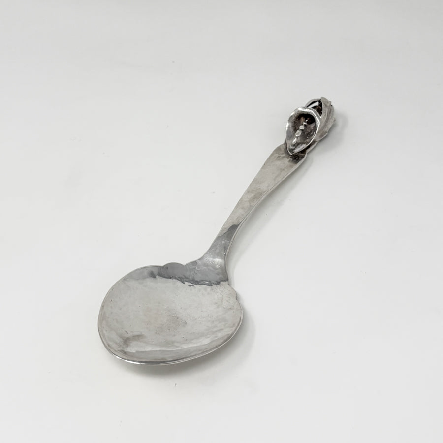 Estate Peer Smed Handwrought Sterling Silver Serving Fork & Spoon Set "Jack-in-the-Pulpit" (9.25")