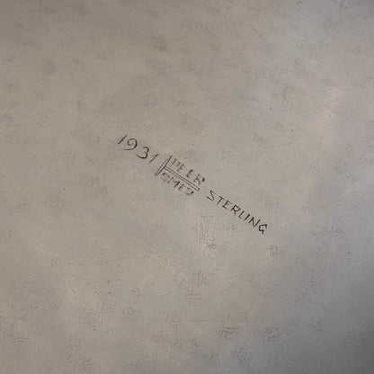 Estate Sterling Silver Extra Large Serving Tray with Leaf and Beaded Handles by Peer Smed