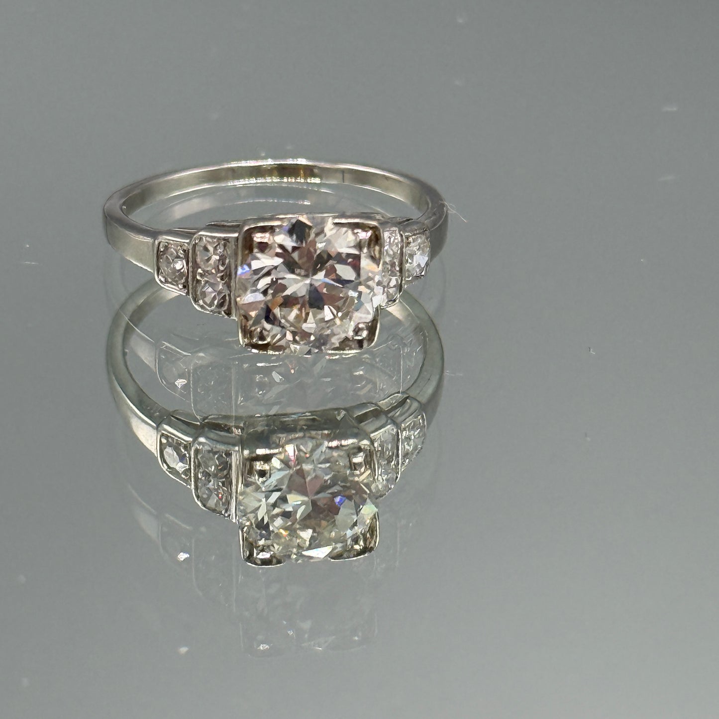 Estate European Diamond Ring in Platinum