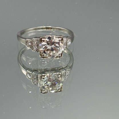 Estate European Diamond Ring in Platinum