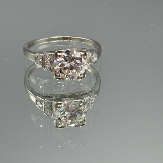 Estate European Diamond Ring in Platinum