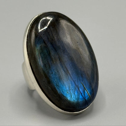 New Sterling Silver Labradorite Oversized Ring