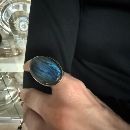 New Sterling Silver Labradorite Oversized Ring