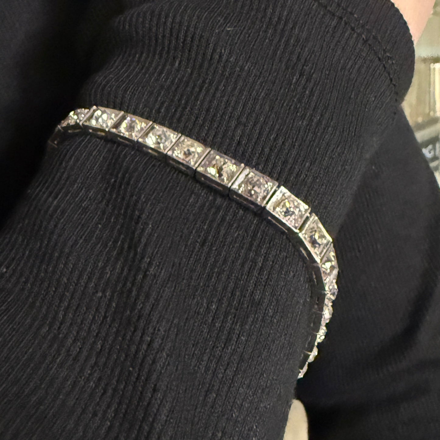 Estate Graduated Diamond Bezel Art Deco Tennis Bracelet