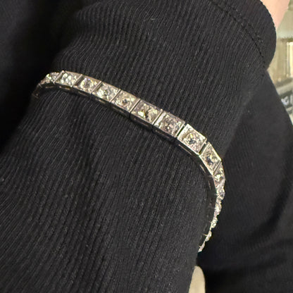 Estate Graduated Diamond Bezel Art Deco Tennis Bracelet