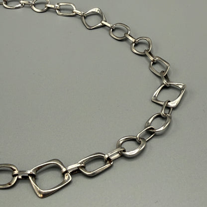 Estate Sterling Silver Geometric Link Chain Necklace