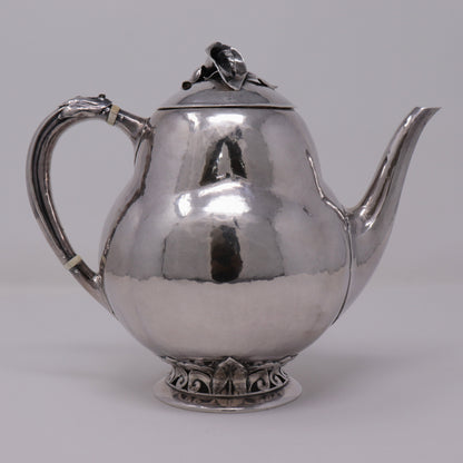 Estate Peer Smed Handwrought Sterling Silver Large Teapot with Jack and the Pulpit Motif
