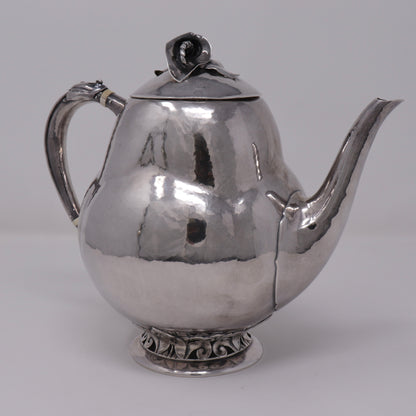 Estate Peer Smed Handwrought Sterling Silver Large Teapot with Jack and the Pulpit Motif