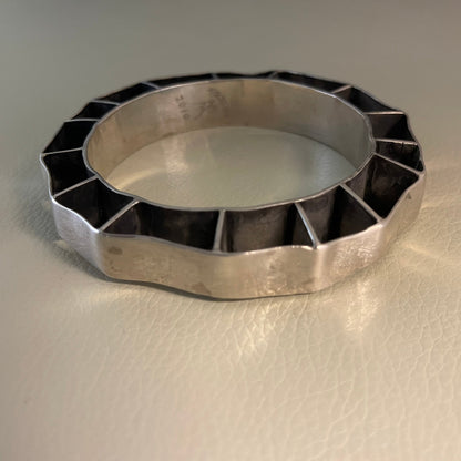 Estate Sterling Silver Openwork "Wheel" Bangle