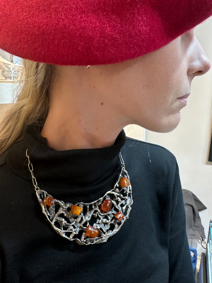 Estate Rachel Gera (unsigned) Brutalist Shield Necklace