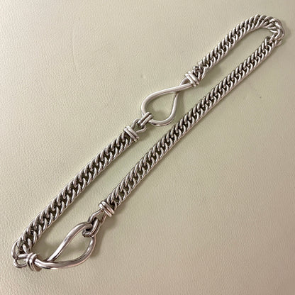 Estate Sterling Silver Heavy Curb Chain Necklace with Two-Twist Detail by Pomellato