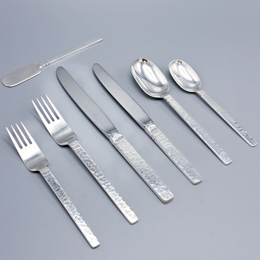 Estate Porter Blanchard Sterling Silver Flatware in the "Commonwealth" Pattern Service of 12
