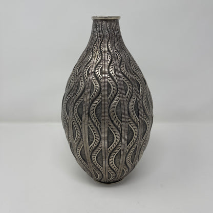 Estate 833 SIlver Portuguese Vase with Art Deco Relief