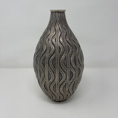 Estate 833 SIlver Portuguese Vase with Art Deco Relief