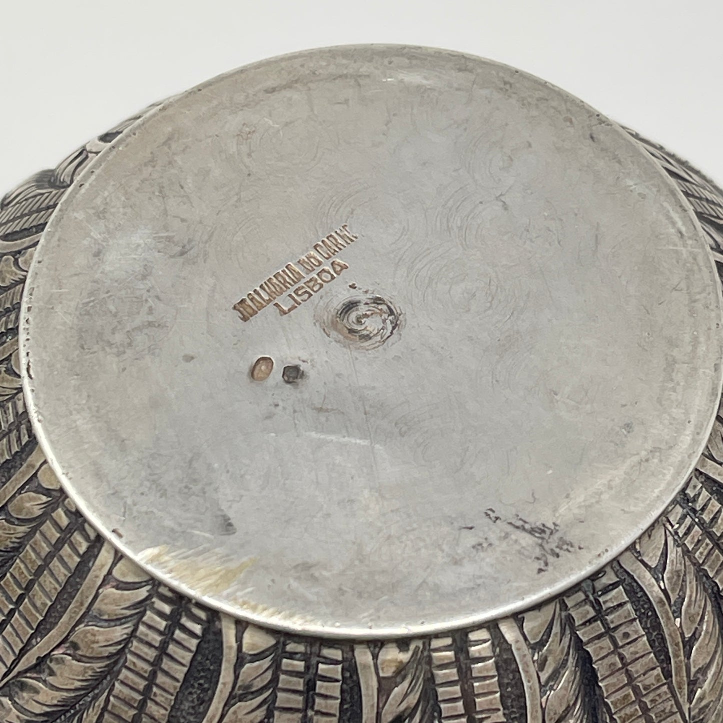 Estate 833 SIlver Portuguese Vase with Art Deco Relief