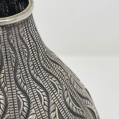 Estate 833 SIlver Portuguese Vase with Art Deco Relief
