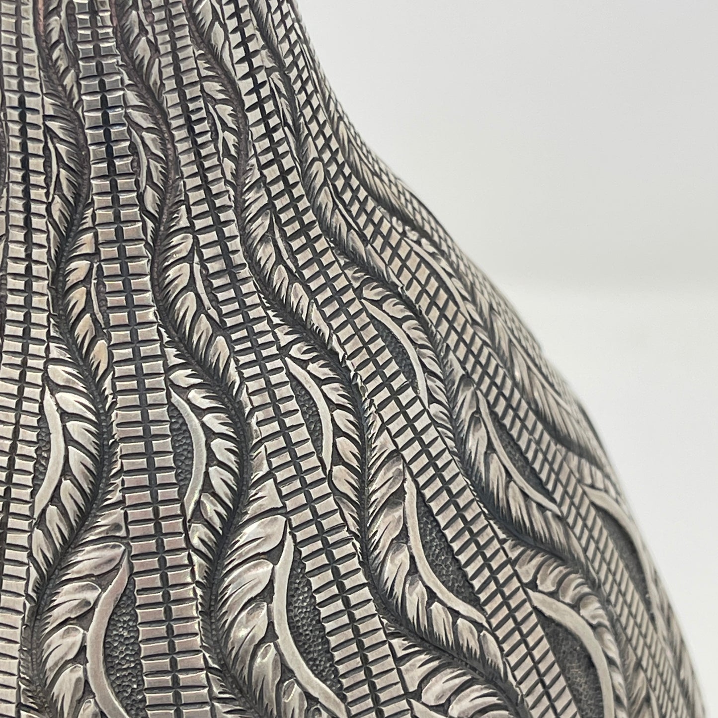 Estate 833 SIlver Portuguese Vase with Art Deco Relief