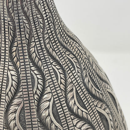 Estate 833 SIlver Portuguese Vase with Art Deco Relief