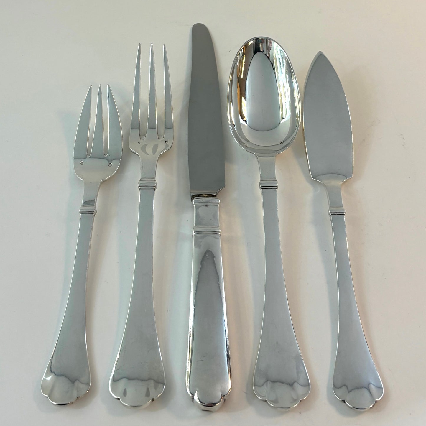 Estate Puiforcat Sterling Silver Flatware 5 Piece Place Setting in the "Cardinal" Pattern Service of 8 (40 Pieces)