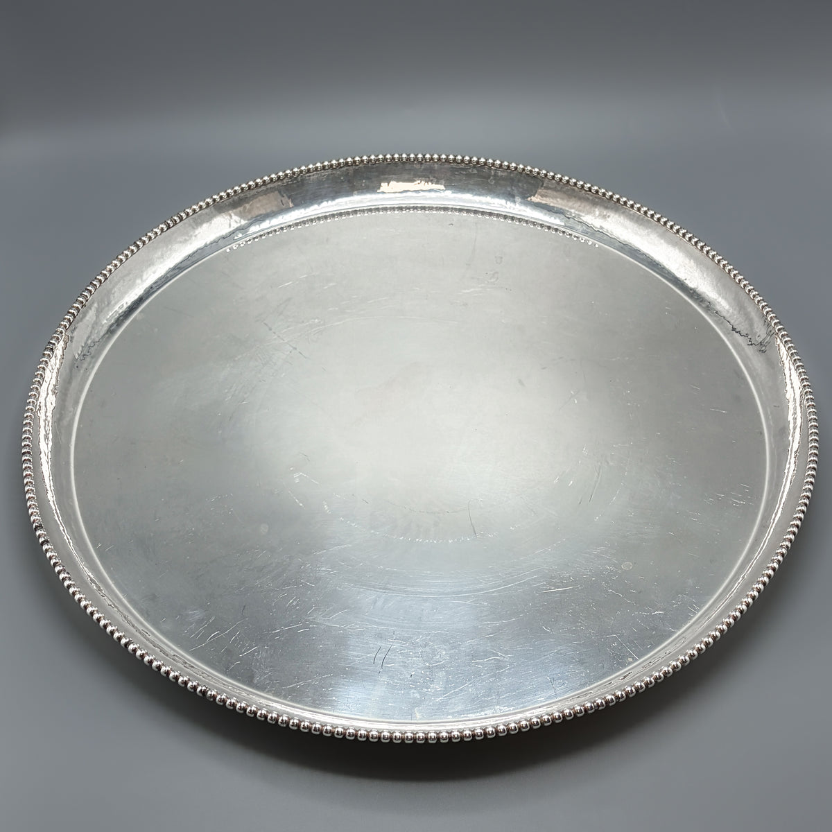 Estate Hand Wrought Sterling Silver Punch Bowl Set with Blue Enamel By Old Newbury Crafters