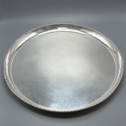 Estate Hand Wrought Sterling Silver Punch Bowl Set with Blue Enamel By Old Newbury Crafters