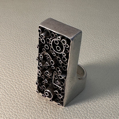 Estate Sterling Silver Brutalist Ring by Rachel Gera