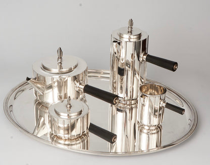 Estate Rare Georg Jensen Sterling Silver 4 Piece Coffee Set on Tray by Sigvard Bernadotte