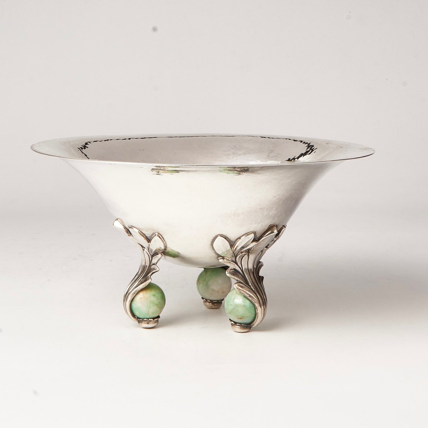 Erik Magnussen Sterling Silver Bowl with Jade Feet