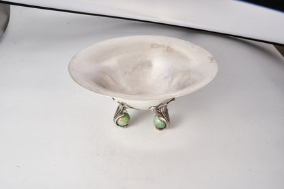 Erik Magnussen Sterling Silver Bowl with Jade Feet