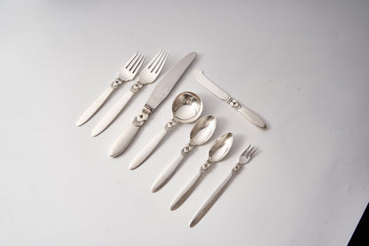 Estate Georg Jensen Sterling Silver Flatware in the “Cactus” Pattern Service for 12 with Serving Pieces by Gundorph Albertus (100 Pieces)