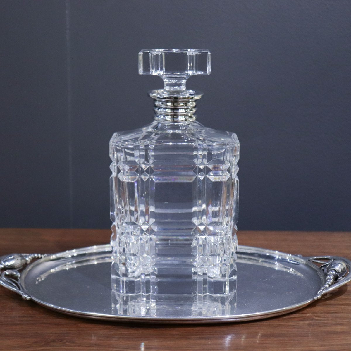 Ralph Lauren "Glen Plaid" Chrystal & Silver Plated Decanter