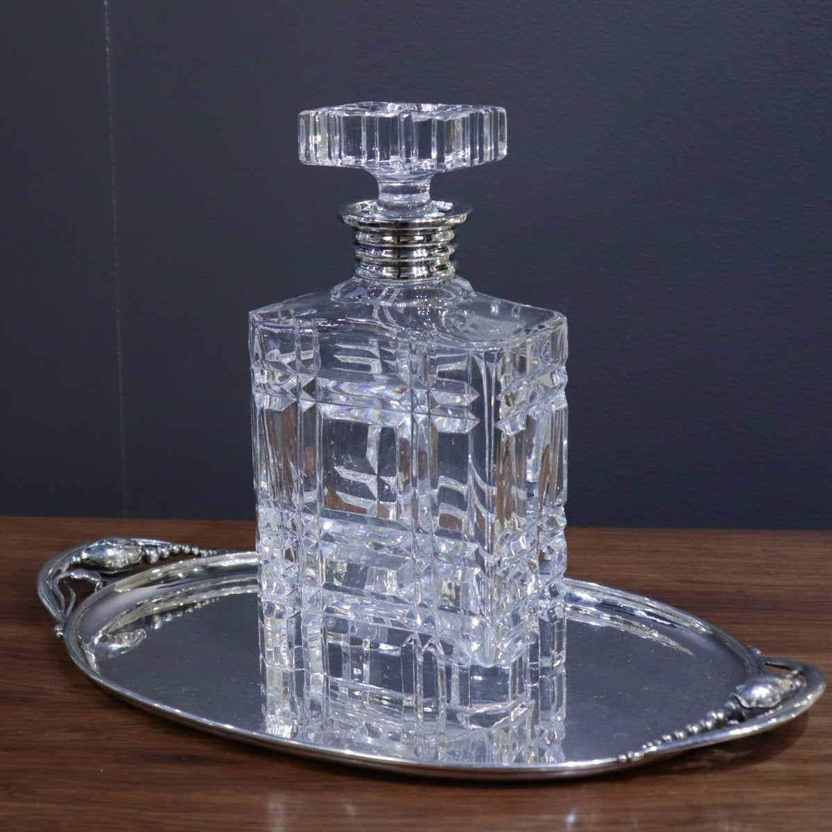 Ralph Lauren "Glen Plaid" Chrystal & Silver Plated Decanter