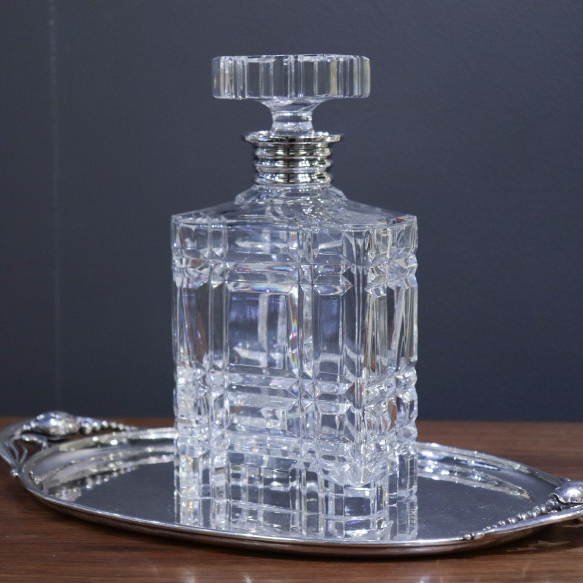 Ralph Lauren "Glen Plaid" Chrystal & Silver Plated Decanter