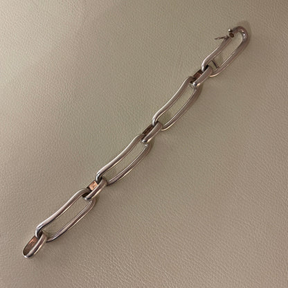 Estate Sterling Silver French Oblong-Link Bracelet