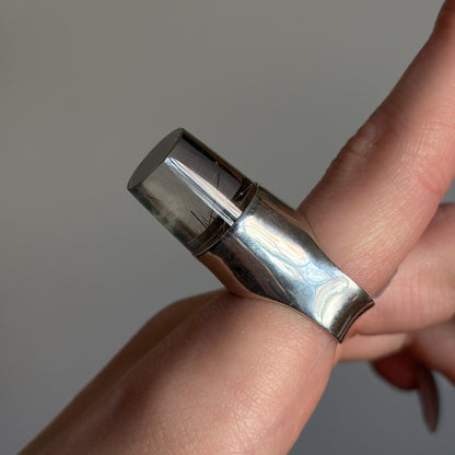 Estate Georg Jensen Sterling Silver and Rutilated Quartz Ring by Vivianna Torun No 151