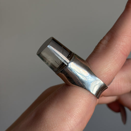 Estate Georg Jensen Sterling Silver and Rutilated Quartz Ring by Vivianna Torun No 151