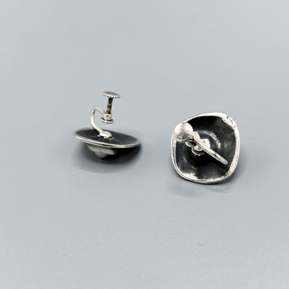 Estate Sterling Silver Ronald Hayes Pearson Pearl Earrings