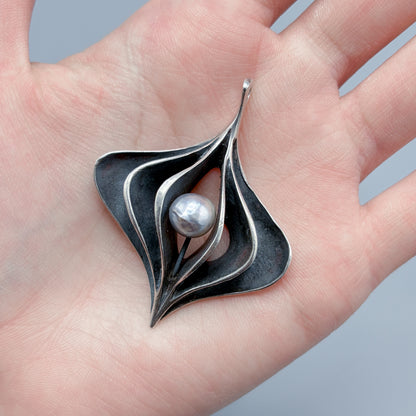 Estate Sterling Silver Ronald Hayes Pearson Tahitian Pearl Pendant