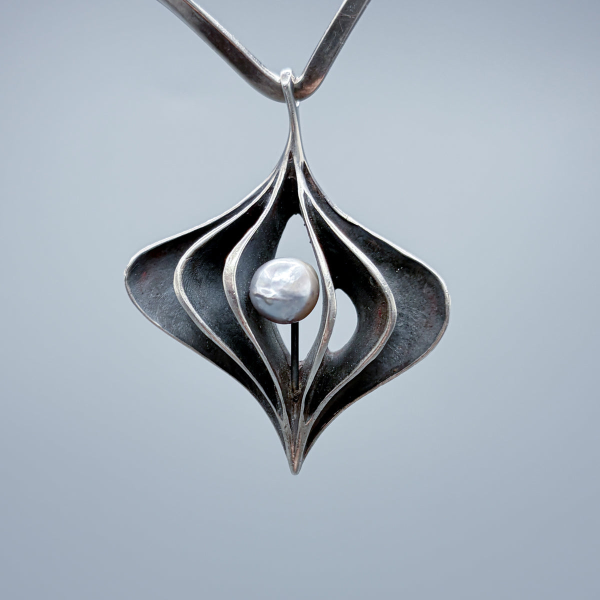 Estate Sterling Silver Ronald Hayes Pearson Tahitian Pearl Pendant